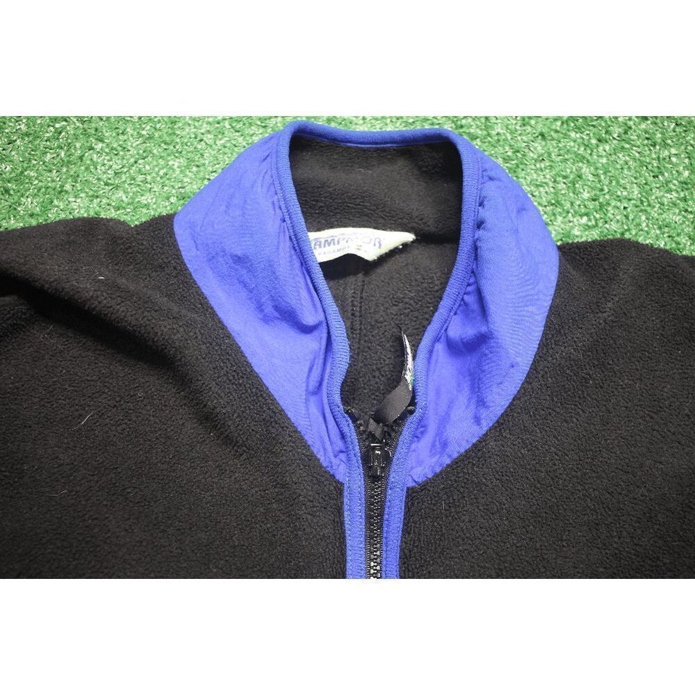Vintage Campmor Fleece Zip Jacket Black with Blue Accents Size Large - Picture 3 of 8